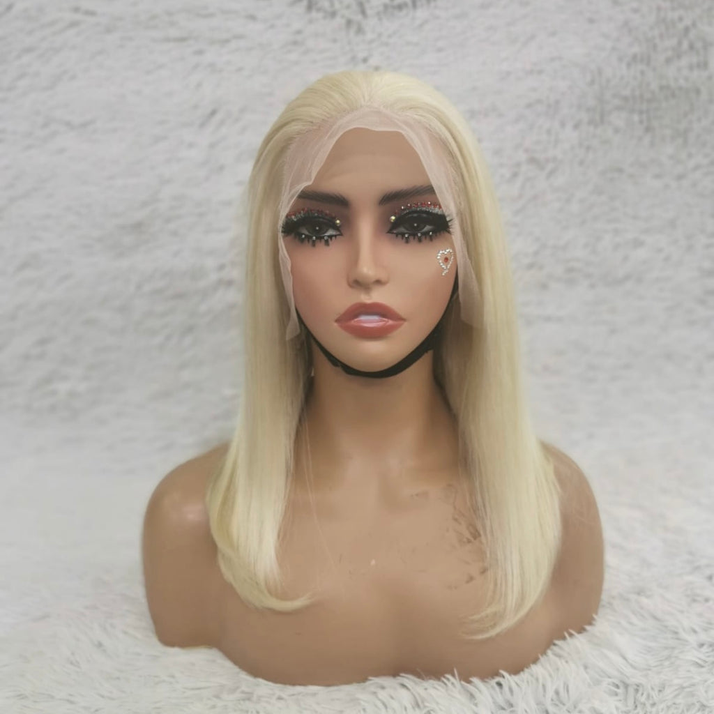 Platinum Blonde Straight Lace Front Wig - 13*4 Glue-less Human Hair