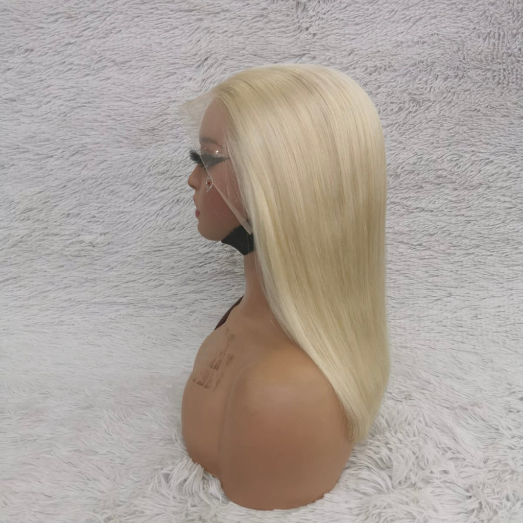 Platinum Blonde Straight Lace Front Wig - 13*4 Glue-less Human Hair