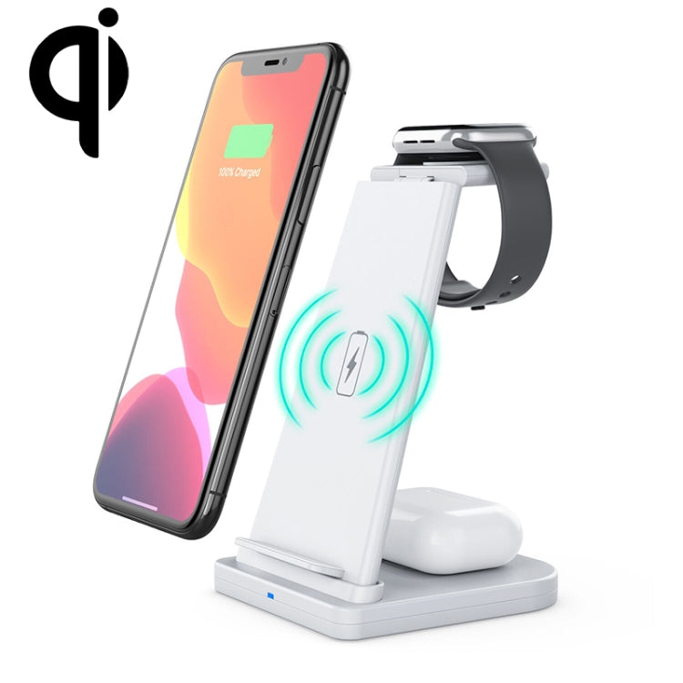 HQ UD21 3 in 1 Folding Mobile Phone Watch Multi Function Charging Stand Wireless Charger for iPhones Apple Watch Airpods White